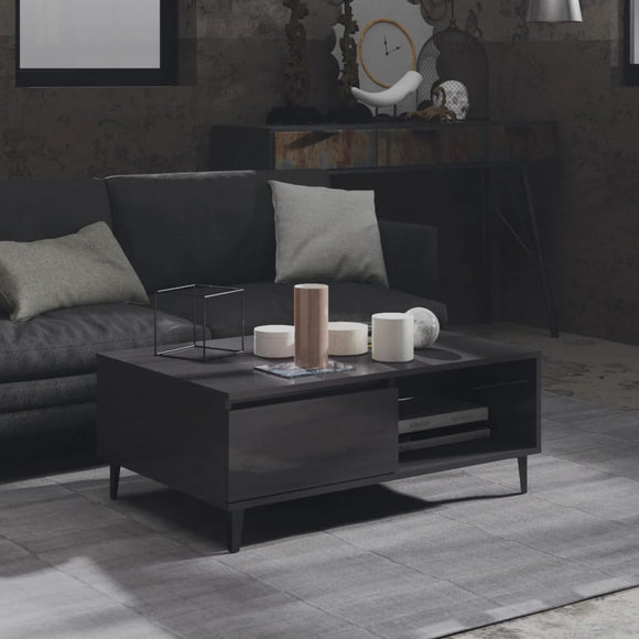 NNEVL Coffee Table High Gloss Grey 90x60x35 cm Chipboard