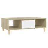 NNEVL Coffee Table White and Sonoma Oak 103.5x60x35 cm Chipboard
