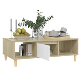 NNEVL Coffee Table White and Sonoma Oak 103.5x60x35 cm Chipboard