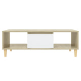 NNEVL Coffee Table White and Sonoma Oak 103.5x60x35 cm Chipboard