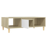 NNEVL Coffee Table White and Sonoma Oak 103.5x60x35 cm Chipboard