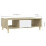 NNEVL Coffee Table White and Sonoma Oak 103.5x60x35 cm Chipboard