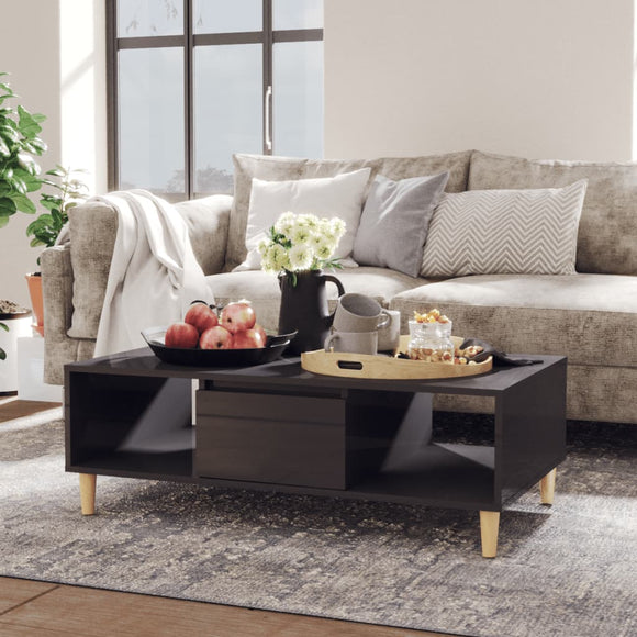 NNEVL Coffee Table High Gloss Grey 103.5x60x35 cm Engineered Wood
