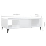 NNEVL Coffee Table High Gloss White 103.5x60x35 cm Chipboard
