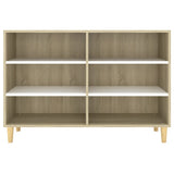 NNEVL Sideboard White and Sonoma Oak 103.5x35x70 cm Chipboard