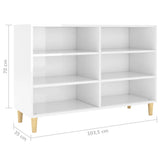NNEVL Sideboard High Gloss White 103.5x35x70 cm Chipboard