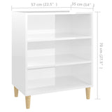 NNEVL Sideboard High Gloss White 57x35x70 cm Engineered Wood
