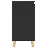 NNEVL Sideboard with Solid Wood Legs Black 60x35x70 cm Chipboard