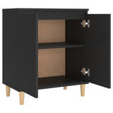 NNEVL Sideboard with Solid Wood Legs Black 60x35x70 cm Chipboard