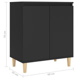 NNEVL Sideboard with Solid Wood Legs Black 60x35x70 cm Chipboard
