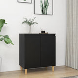 NNEVL Sideboard with Solid Wood Legs Black 60x35x70 cm Chipboard