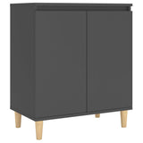NNEVL Sideboard with Solid Wood Legs Grey 60x35x70 cm Chipboard