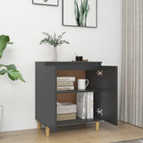 NNEVL Sideboard with Solid Wood Legs Grey 60x35x70 cm Chipboard