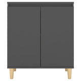 NNEVL Sideboard with Solid Wood Legs Grey 60x35x70 cm Chipboard