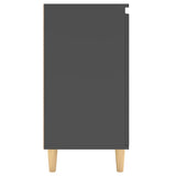 NNEVL Sideboard with Solid Wood Legs Grey 60x35x70 cm Chipboard