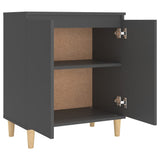 NNEVL Sideboard with Solid Wood Legs Grey 60x35x70 cm Chipboard