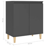 NNEVL Sideboard with Solid Wood Legs Grey 60x35x70 cm Chipboard