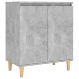 NNEVL Sideboard&Solid Wood Legs Concrete Grey 60x35x70 cm Chipboard
