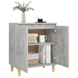 NNEVL Sideboard&Solid Wood Legs Concrete Grey 60x35x70 cm Chipboard