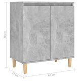 NNEVL Sideboard&Solid Wood Legs Concrete Grey 60x35x70 cm Chipboard