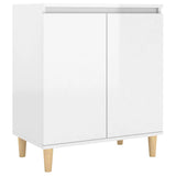 NNEVL Sideboard&Solid Wood Legs High Gloss White 60x35x70cm Chipboard