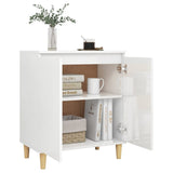 NNEVL Sideboard&Solid Wood Legs High Gloss White 60x35x70cm Chipboard