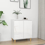NNEVL Sideboard&Solid Wood Legs High Gloss White 60x35x70cm Chipboard