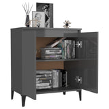 NNEVL Sideboard High Gloss Grey 60x35x70 cm Chipboard