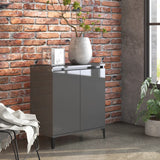 NNEVL Sideboard High Gloss Grey 60x35x70 cm Chipboard