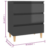 NNEVL Sideboard High Gloss Grey 60x35x69 cm Engineered Wood