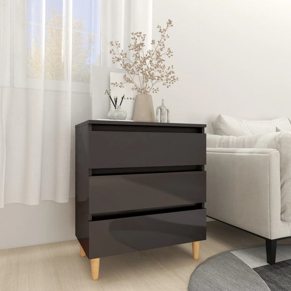 NNEVL Sideboard High Gloss Grey 60x35x69 cm Engineered Wood