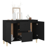 NNEVL Sideboard Black 103.5x35x70 cm Chipboard