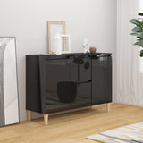 NNEVL Sideboard High Gloss Black 103.5x35x70 cm Chipboard