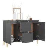 NNEVL Sideboard High Gloss Grey 103.5x35x70 cm Chipboard
