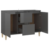 NNEVL Sideboard High Gloss Grey 103.5x35x70 cm Chipboard