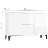 NNEVL Sideboard High Gloss White 104x35x70 cm Chipboard