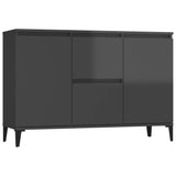 NNEVL Sideboard High Gloss Grey 104x35x70 cm Chipboard