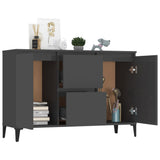 NNEVL Sideboard High Gloss Grey 104x35x70 cm Chipboard
