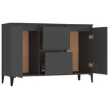 NNEVL Sideboard High Gloss Grey 104x35x70 cm Chipboard