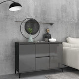 NNEVL Sideboard High Gloss Grey 104x35x70 cm Chipboard