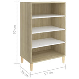 NNEVL Sideboard White and Sonoma Oak 57x35x90 cm Chipboard