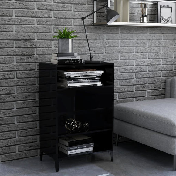 NNEVL Sideboard High Gloss Black 57x35x90 cm Chipboard