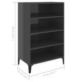 NNEVL Sideboard High Gloss Grey 57x35x90 cm Chipboard