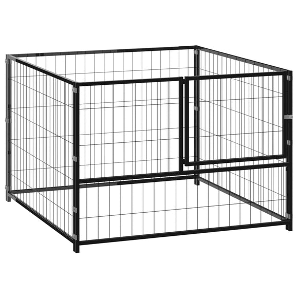 NNEVL Dog Kennel Black 100x100x70 cm Steel