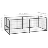 NNEVL Dog Kennel Black 200x100x70 cm Steel