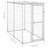NNEVL Outdoor Dog Kennel Galvanised Steel with Roof 110x220x180 cm
