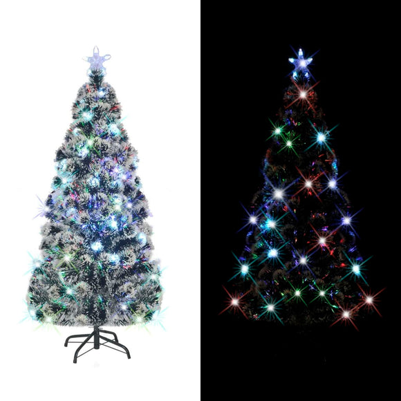 NNEVL Christmas Tree with LEDs Green and White 180 cm Fibre Optic