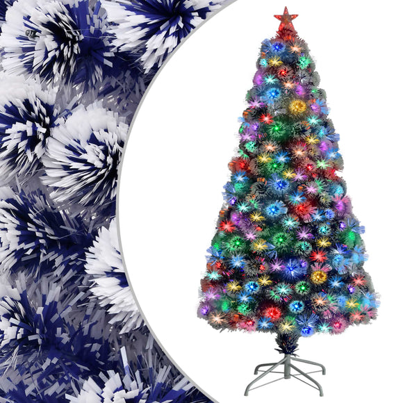 NNEVL Artificial Christmas Tree with LED White&Blue 120 cm Fibre Optic