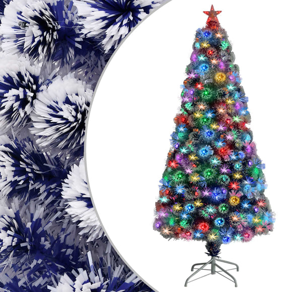 NNEVL Artificial Christmas Tree with LED White&Blue 150 cm Fibre Optic