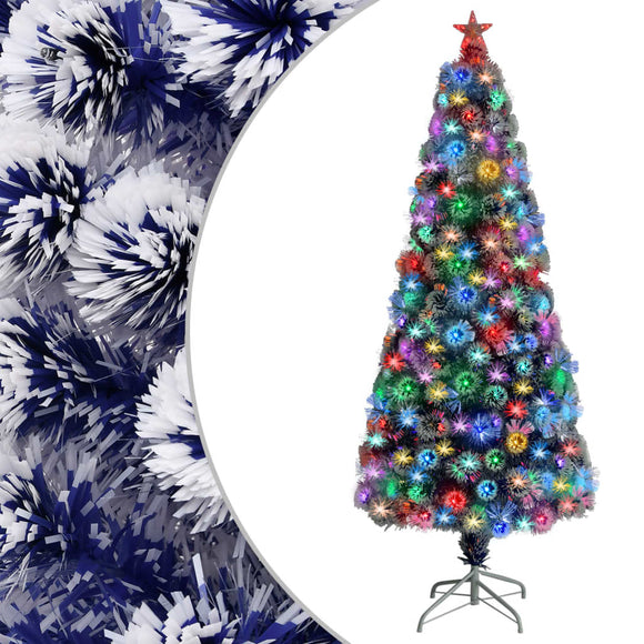 NNEVL Artificial Christmas Tree with LED White&Blue 180 cm Fibre Optic